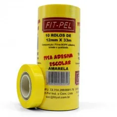 Fita adesiva 12 mm x 33 m com 10 peças amarela - 10100511