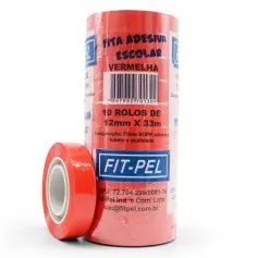 Fita adesiva 12 mm x 33 m com 10 peças vermelha - 10100515