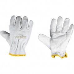 Luva em vaqueta mista sem reforo