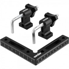 Esquadro de alumínio 110 mm para marceneiro com 2 hastes fixadoras Esquadro de alumínio 110 mm para marceneiro com 2 hastes fixadoras