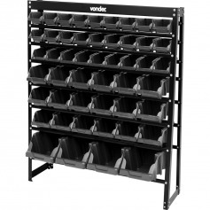 Estante metálica com 49 gavetas pretas n°3 / n°5 / n°7 Estante metálica com 49 gavetas pretas n°3 / n°5 / n°7