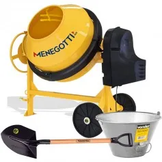 Kit Betoneira 400L motor 2 hp Prime + Balde metálico 10L e Pá de bico 