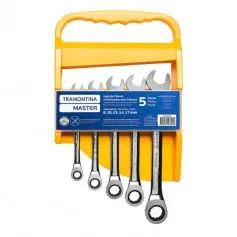 Jogo de chave combinada com catraca 8 a 17 mm com 5 peças