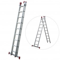 Escada de alumnio extensvel  2,68 x 4,30 m 2 x 9 degraus - ESC0618