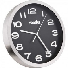 Rel�gio de parede 360 mm com borda prata