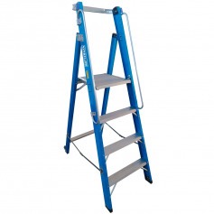 Escada plataforma fibra de vidro 3 degraus 1,20 m com rodas e corrim�o - PAF120