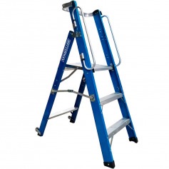 Escada plataforma fibra de vidro 2 degraus 0,9 m com rodas e corrim�o - PAF090