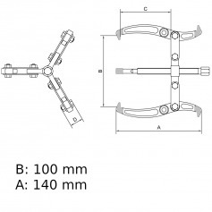 Saca polia com 3 garras articulado abertura de 100 mm Saca polia com 3 garras articulado abertura de 100 mm