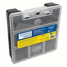 Organizador plstico com 6 compartimentos com tampa 