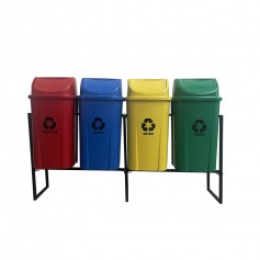 Kit com 4 lixeiras de 60L para coleta seletiva - 14038 Kit com 4 lixeiras de 60L para coleta seletiva - 14038