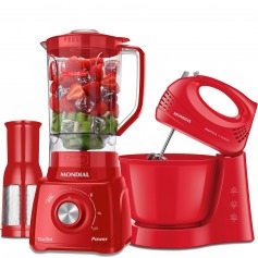 Kit Liquidificador 550W Turbo Power L-99-FR + Batedeira 400W Pr�tica B-44-R	