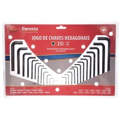 Jogo de chave allen 0,7 a 10 mm e 0,05 a 3/8