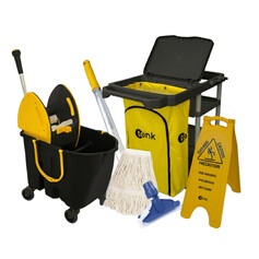 Kit para limpeza profissional preto e amarelo com 6 pe�as - Pratic