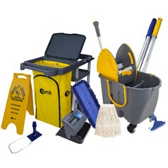 Kit para limpeza profissional cinza e amarelo com 10 pe�as - Titan