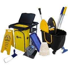 Kit para limpeza profissional preto e amarelo com 10 pe�as - Titan