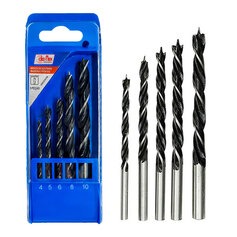 Jogo de broca para madeira 3 pontas 4 a 10 mm com 5 peças - 29.086 Jogo de broca para madeira 3 pontas 4 a 10 mm com 5 peças - 29.086