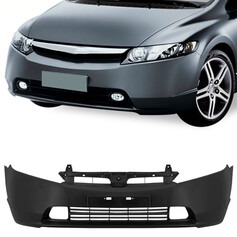 Para-choque Civic 2006 a 2008 dianteiro preto com ressalto de placa com farol - 8050