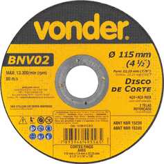 Disco de corte 115 x 1,6 x 22,23 mm - BNV 02 Disco de corte 115 x 1,6 x 22,23 mm - BNV 02