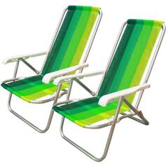 Kit 2 Cadeiras de praia dobr�vel em 4 posi��es - CAD0641