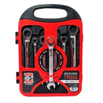 Jogo de chave combinada com catraca 8 a 19 mm com 7 peças Jogo de chave combinada com catraca 8 a 19 mm com 7 peças