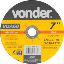 Disco de desbaste para metal 180 x 6,4 x 22,23 mm - VDA-60 Disco de desbaste para metal 180 x 6,4 x 22,23 mm - VDA-60