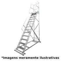 Escada plataforma de alum�nio 3.0 m com 11 degraus + patamar
