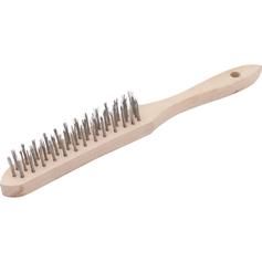 Escova manual com cerdas de a�o inox 3 fileiras com cabo de madeira