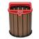 Lixeira para coleta seletiva em madeira pl�stica 94L tampa vermelha