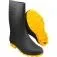 Bota de PVC preta com solado amarelo cano médio com forro