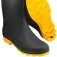 Bota de PVC preta com solado amarelo cano médio com forro