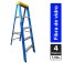 Escada tesoura simples em fibra de vidro 4 degraus + patamar 1,50 m- Premium
