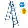 Escada plataforma fibra de vidro 7 degraus 2,4 m com rodas e corrimão - PAF240 Escada plataforma fibra de vidro 7 degraus 2,4 m com rodas e corrimão - PAF240