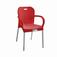 Cadeira plástica pé alumínio com braços vermelho