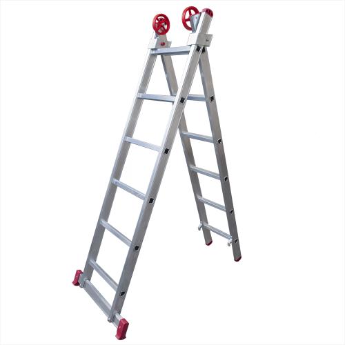 Escada de alumínio extensível 2x6 degraus 1,85 x 2,76 m - MODELO 3 em 1 Escada de alumínio extensível 2x6 degraus 1,85 x 2,76 m - MODELO 3 em 1