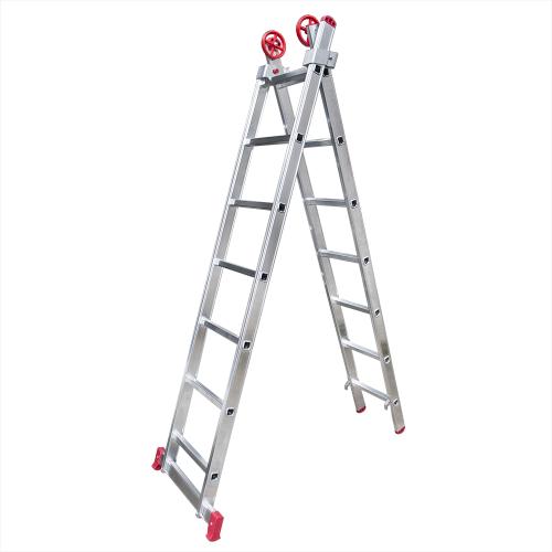 Escada de alumínio extensível 2 x 7 degraus 2,13 x 3,32 m - MODELO 3 em 1 Escada de alumínio extensível 2 x 7 degraus 2,13 x 3,32 m - MODELO 3 em 1