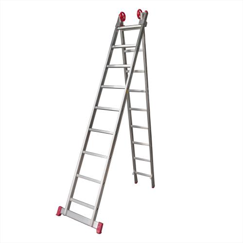Escada de alumínio extensível 2 x 9 degraus 2,73 x 4,44 m - MODELO 3 em 1 Escada de alumínio extensível 2 x 9 degraus 2,73 x 4,44 m - MODELO 3 em 1