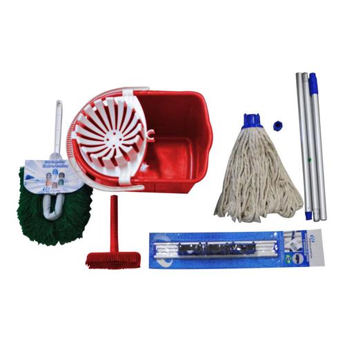 Kit para limpeza mopinho com 7 peças vermelho Kit para limpeza mopinho com 7 peças vermelho
