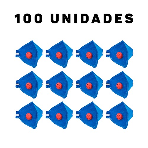 Kit 100 Máscaras contra poeiras e névoas com válvula - PFF1 Kit 100 Máscaras contra poeiras e névoas com válvula - PFF1