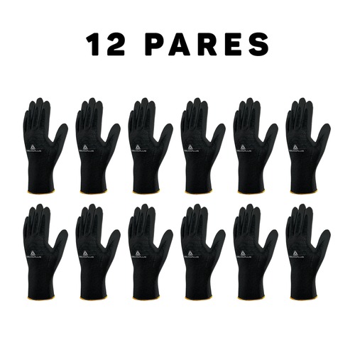 Kit 12 pares de Luva de poliéster com poliuretano preta tamanho G Kit 12 pares de Luva de poliéster com poliuretano preta tamanho G
