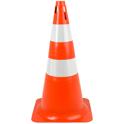 Cone para sinalização flexível refletivo 70 cm com 2 faixas Cone para sinalização flexível refletivo 70 cm com 2 faixas
