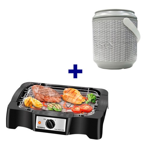Kit Churrasqueira elétrica portátil 1.200W CH-07 + Cooler com capacidade de 5 latas RATTAN Kit Churrasqueira elétrica portátil 1.200W CH-07 + Cooler com capacidade de 5 latas RATTAN