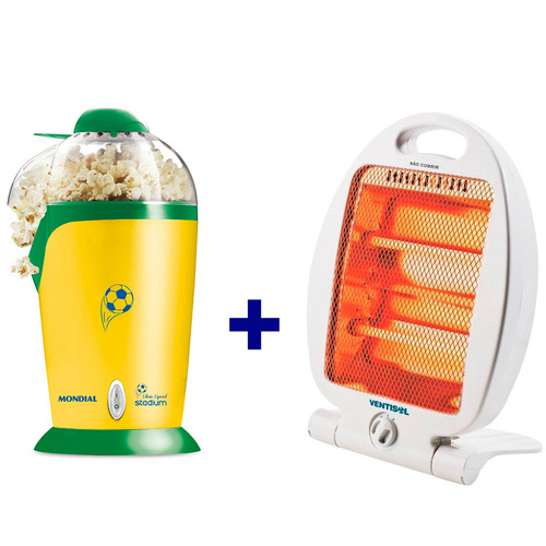 Kit Pipoqueira elétrica com bico direcionador Stadium + Aquecedor residencial à quartzo AQ Kit Pipoqueira elétrica com bico direcionador Stadium + Aquecedor residencial à quartzo AQ