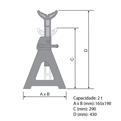 Cavalete mecânico com capacidade para 2 toneladas 2 peças - CT2000 Cavalete mecânico com capacidade para 2 toneladas 2 peças - CT2000