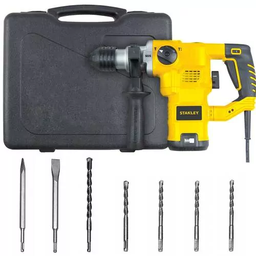 Martelete Perfurador E Rompedor 1 250 Watts 3 5 Joules Sds Plus Com Kit De Acessorios Sthr1232k 220v Stanley