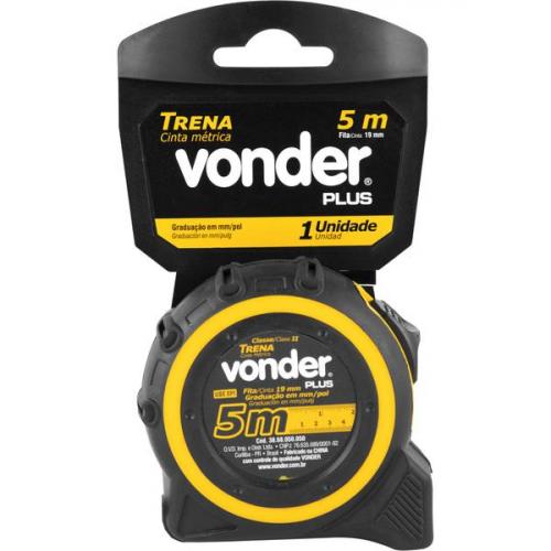 Trena com fita de aço 19 mm x 5 m com trava - 38.68.050.050 - Vonder