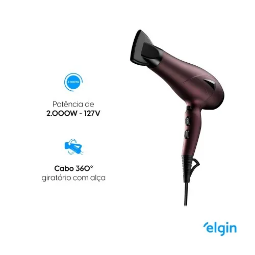 Secador de cabelo 2000 Watts com difusor Super on Pro 110V Elgin