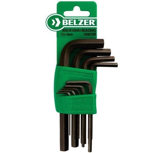 Jogo de chave allen curta 1,5 a 10 mm com 9 peças Jogo de chave allen curta 1,5 a 10 mm com 9 peças