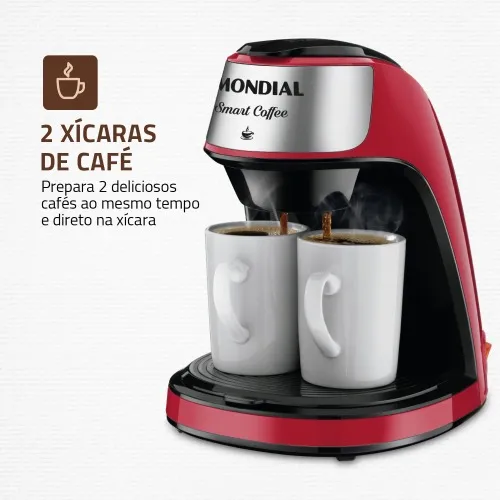 Cafeteira Elétrica Smart Coffe, Mondial, Vermelho/Inox, 500W, 110V - C-42-2X-RI