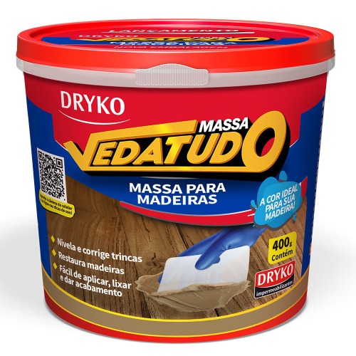 Massa para madeira reparo e calafetação 400 g - Vedatudo - Dryko