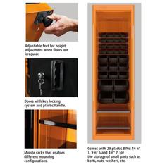 Armário para ferramentas 1 porta e gavetas plásticas laranja